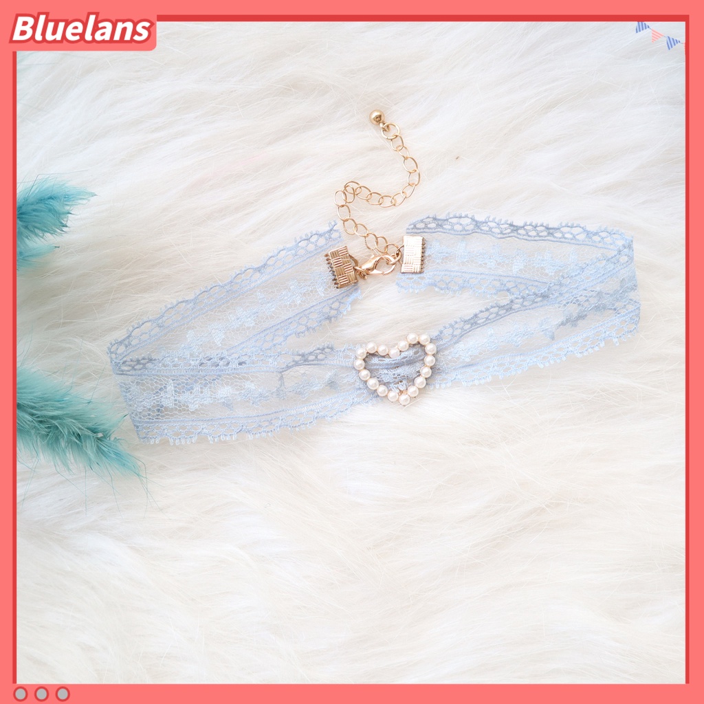 Bluelans Female Fashionable Necklace Fairy Lace Faux Pearl Choker Clavicle Chain Jewelry