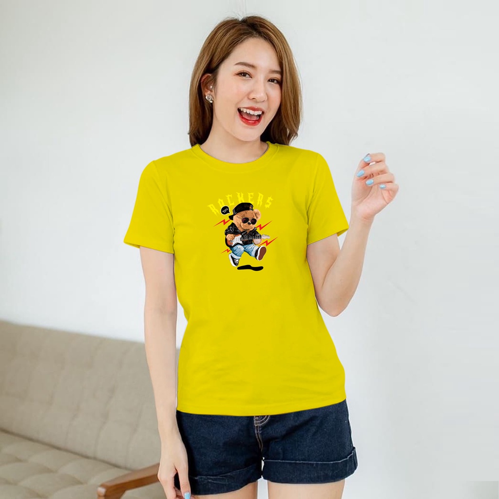 ISANNY SIZE.S M L XL XXL 2209-00036 BEAR ROCKER / KAOS OBLONG / KAOS CEWEK / ATASAN WANITA / READY STOCK