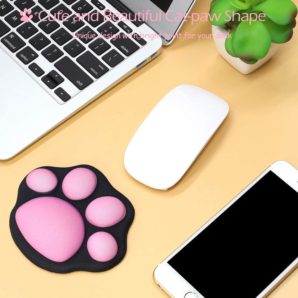 Mouse Pad Dengan Bantalan Pergelangan Tangan Bahan Karet Anti Slip Motif Telapak Kaki Kucing