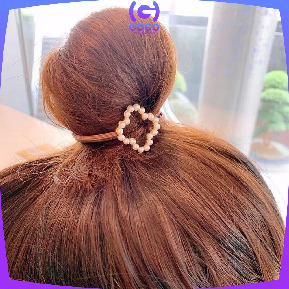 GOGO-C215 Karet Ikat Rambut Mutiara Motif / Kuncir Rambut Korea / Kunciran Rambut Anak / Karet Kuncir