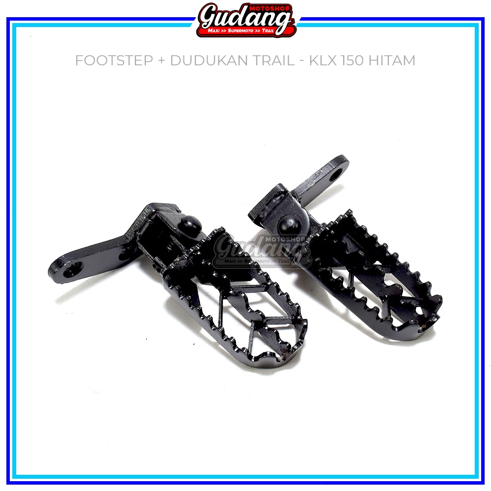 Footstep Pijakan Injakan Kaki Depan Plus Dudukan Trail KLX 150 CRF 150L Universal Costum Hitam