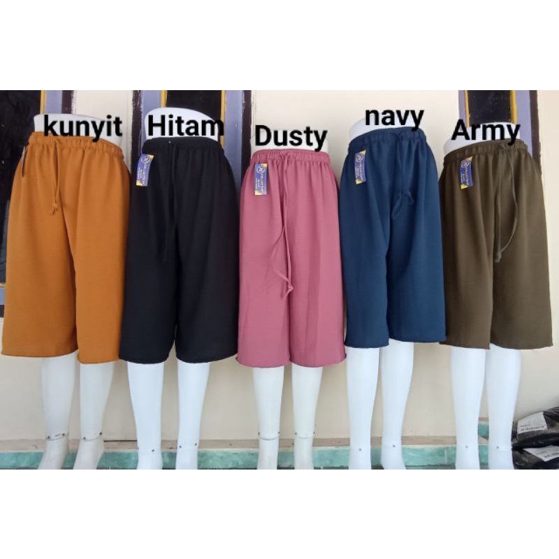 MB 04- Celana Kulot pendek 7/8 katun crinkle XL dan 3L / celana pendek wanita ibu Standar &amp; Jumbo harian santai murah nyaman