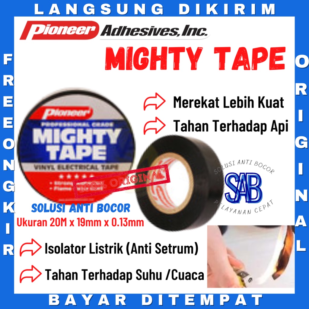 Jual Isolasi Listrik Electrical Tape Pioneer Mighty Tape Tahan Panas