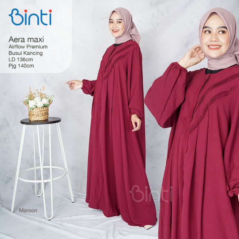 aera gamis wanita jumbo bahan airflow ori binti