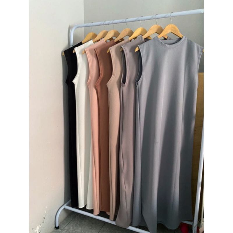 (BISA COD) INNER DRESS POLOS TANPA LENGAN BAHAN SCUBA PREMIUM TEBAL JUMBO