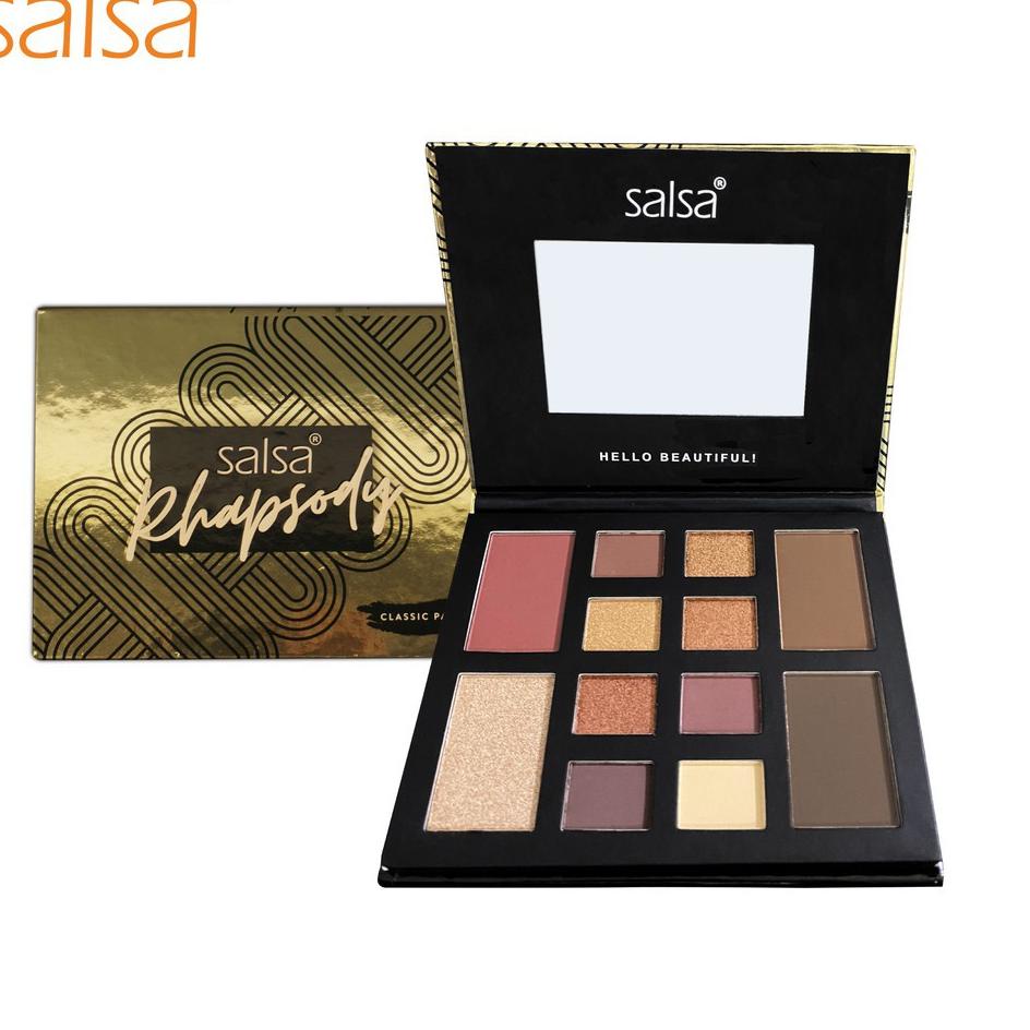 Belanja Hore--Salsa ORIGINAL BPOM Rhapsody Face Palette Classic Amber Eyeshadow Highlighter Contour 