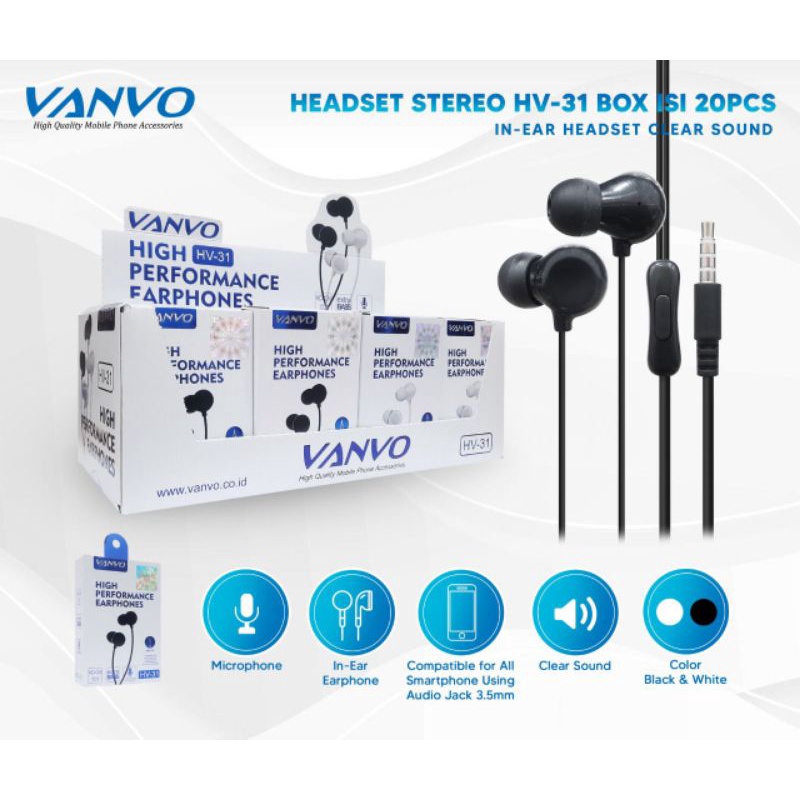 Headset/Earphone/Handsfree Vanvo HV-31 Vanvo Stereo Earphone