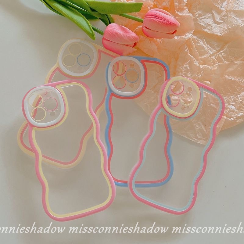 Casing Macaron Untuk Realme 10 C15 C35 C25Y C12 C11 C25s C3 C20 C21Y C20A Realme 9i 6i 5i 5 5s C1 Mewah Simple Bergelombang Tepi Warna Permen Jahitan Kontras Bening Transparan Soft Case