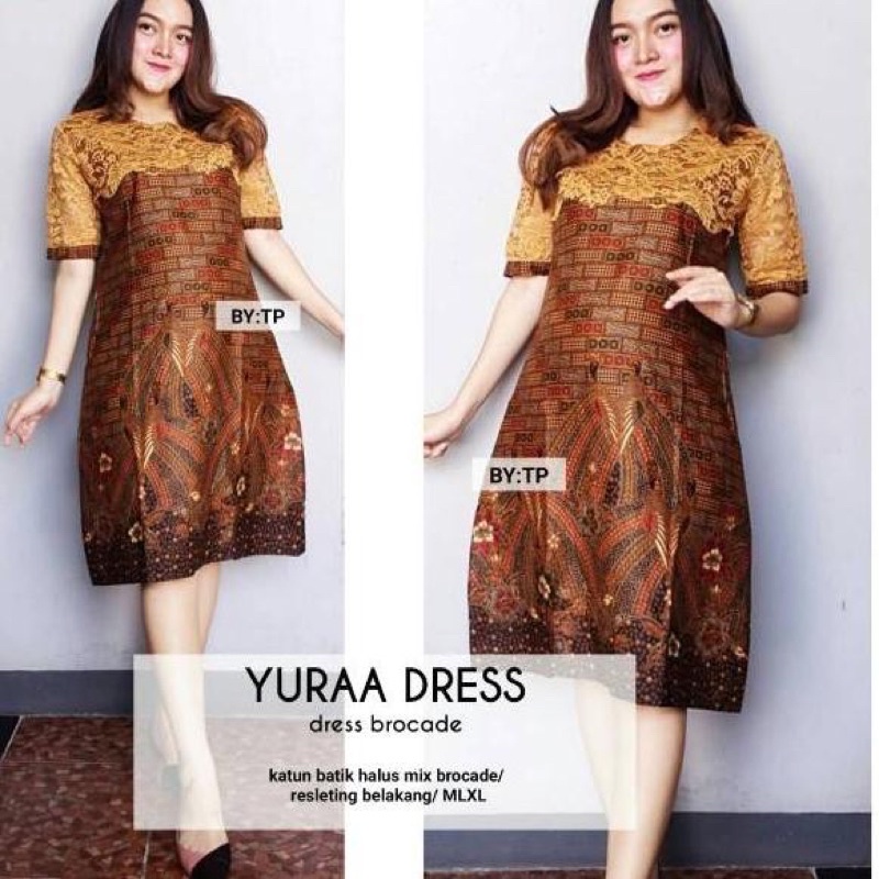 dress batik combi brokat