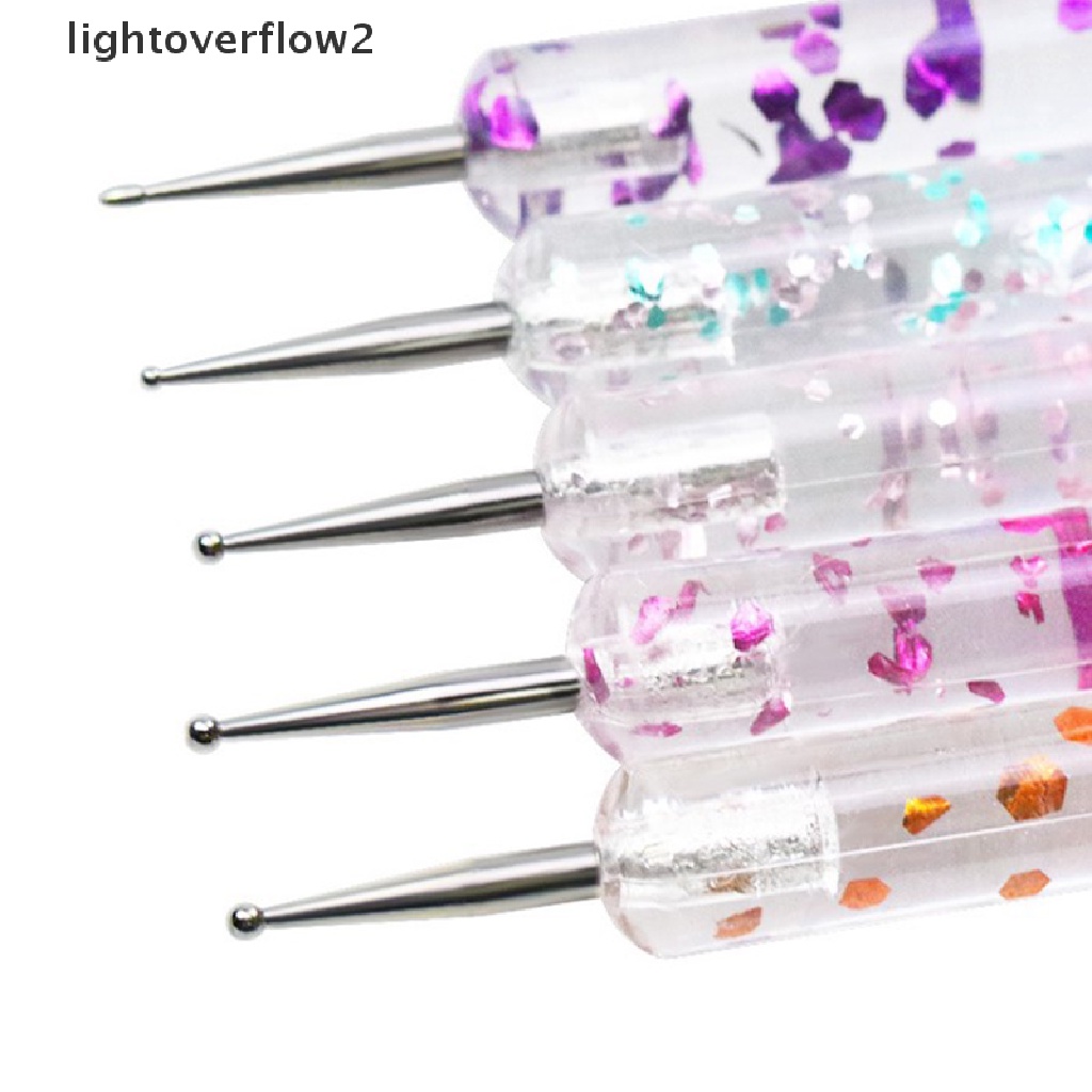 (lightoverflow2) 5pcs / Set Pena Dotting 2 Sisi Untuk Nail Art / Manicure (ID)