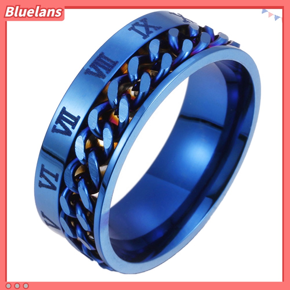 Bluelans Unisex Fashion Titanium Steel Roman Numerals Twist Chain Ring Party Jewelry Gift