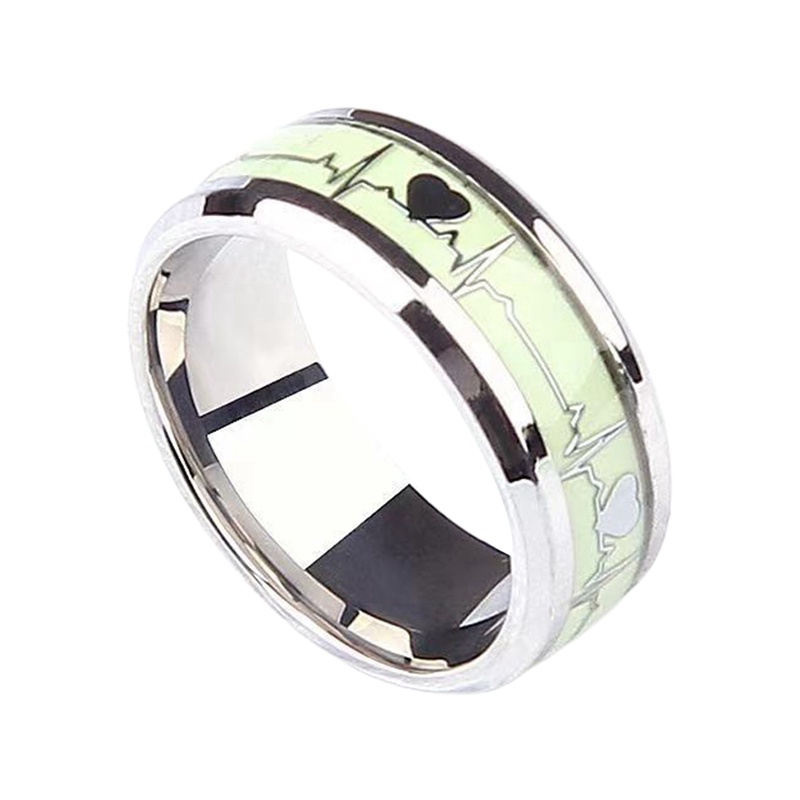 Fancyqube Cincin Luminous Glowing In The Dark Bentuk Hati Untuk Pria Dan Wanita