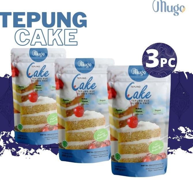 

[COD] Mugo, Tepung Cake Kue Gluten Free Alami Lokal 250gr Premiks [3PCS] [COD]