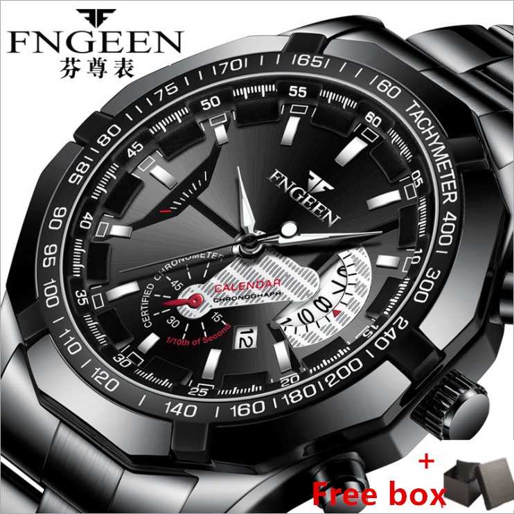 Jam Tangan FNGEEN Jam Pria Watch Casual Luxury Full Steel Sport Quartz Business Waterproof