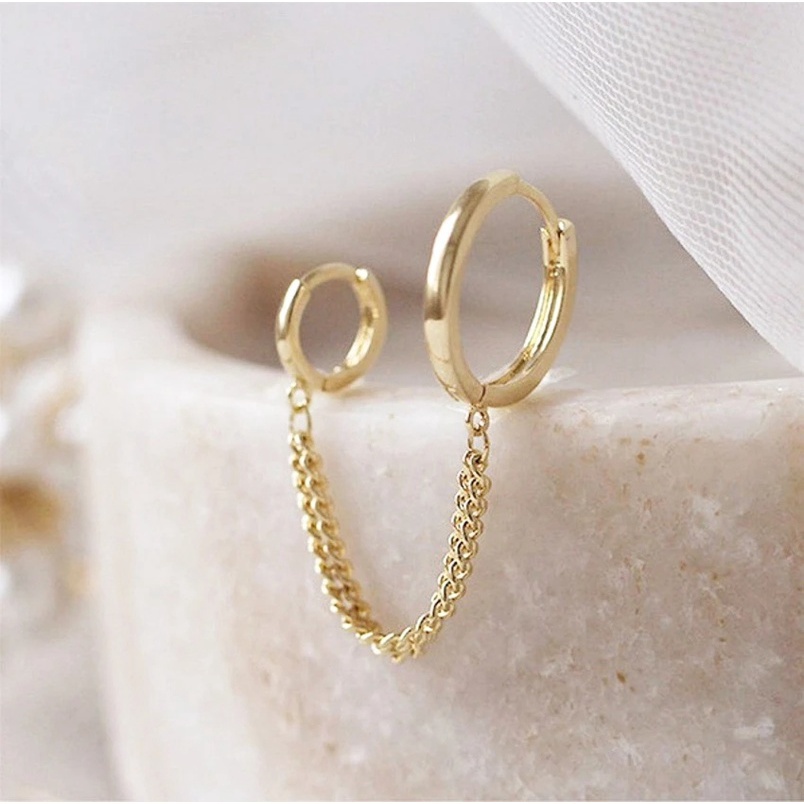 1 Pc Anting Stud Liontin Juntai Model Satu Ganda Untuk Pengantin Wanita