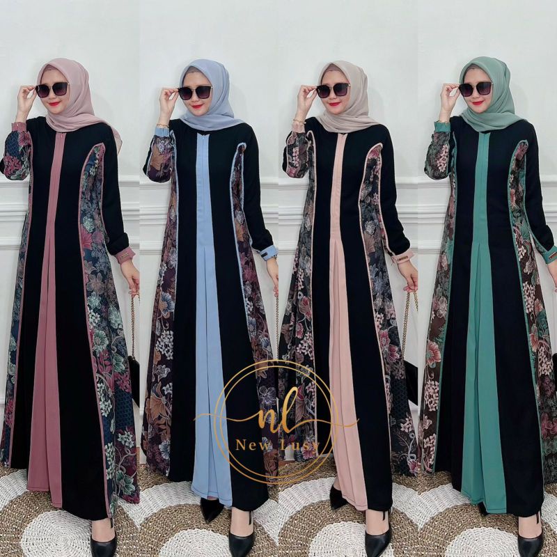 NitaranzFashion - Gamis New Lusy Madame Sexy Mix Jetblack Ottoman | Gamis Viral 2022 Women Dress