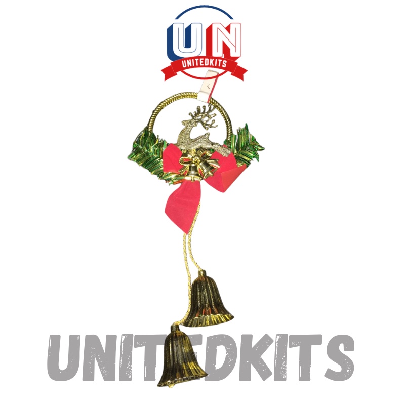 GANTUNGAN BUNGA LONCENG DEKORASI NATAL ORNAMEN NATAL HIASAN NATAL A82009- AKSESORIS POHON NATAL UNITEDKITS