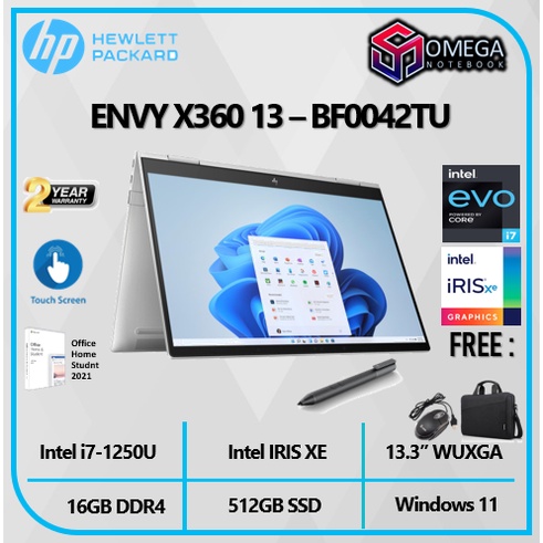 HP ENVY X360 13 BF0042TU Touch EVO I7 1250U 16GB 512SSD IRISXE W11+OHS 13.3&quot;WUXGA 2in1 + STYLUS PEN