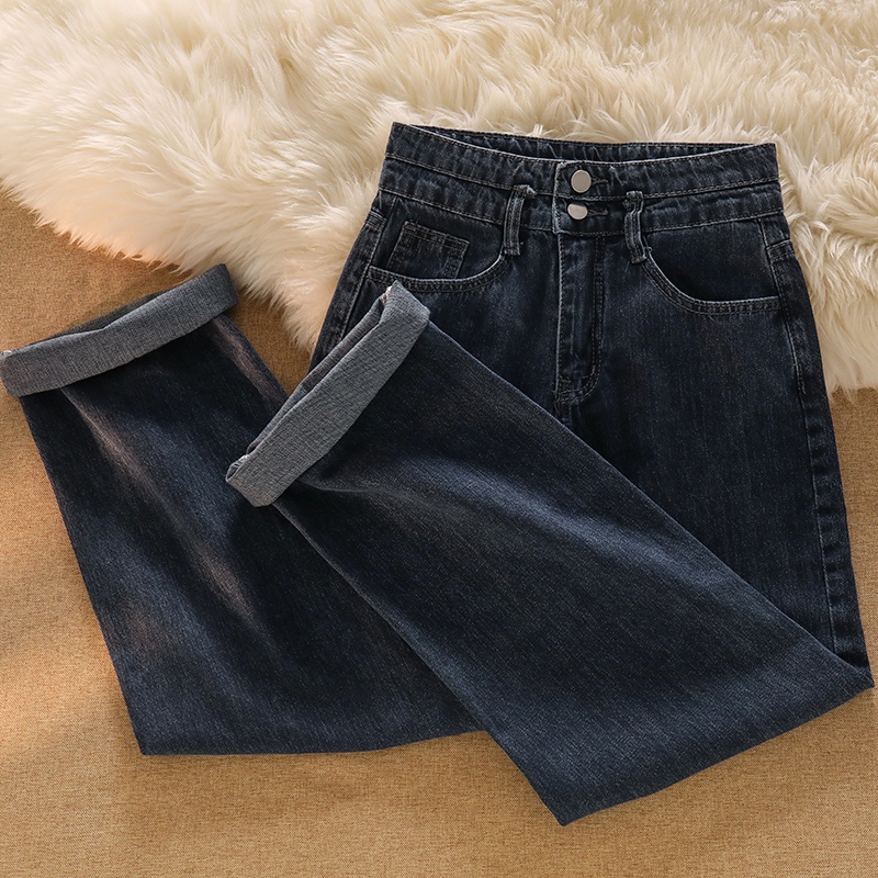 Jeans Korea Highwaist Loose Celana Jeans Wanita Kekinian