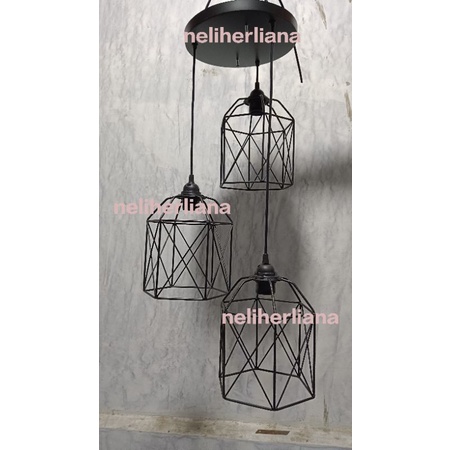 Lampu gantung bulat putih  1 set 3in1