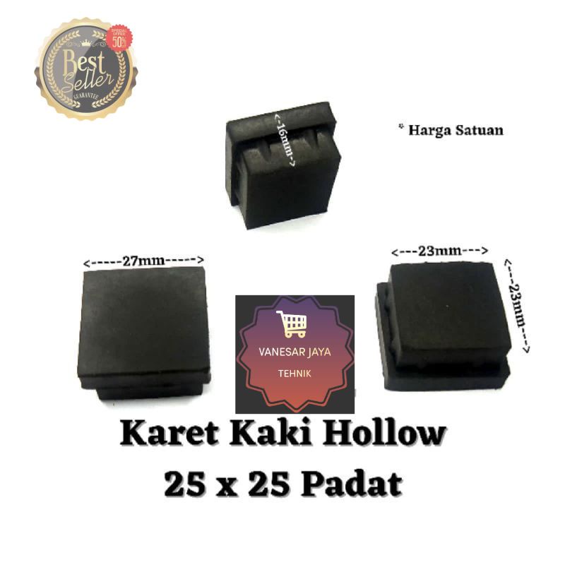 KARET KAKI HOLLOW 25x25 full padat
