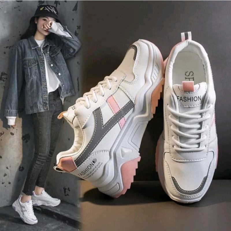 TmO - 8.8 Sale Sepatu wanita sneakers tali fashion WanwoTrack termurah kekinian bisa cod/sepatu santai wanita tali/sepatu jalan wanita santai kekinian