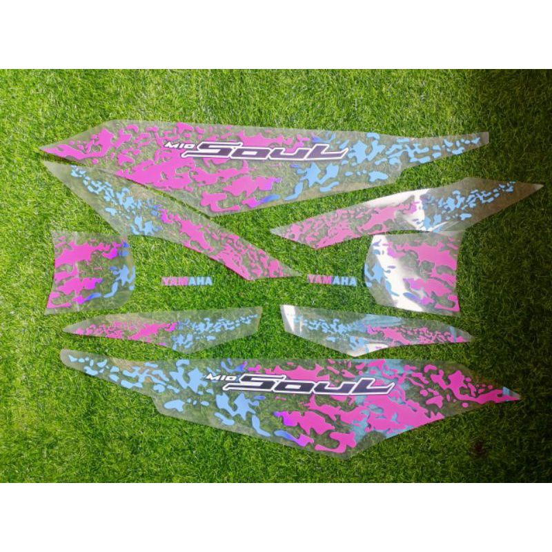 STRIPING STICKER MIO SOUL KARBU SOUL MX TRANSPARAN RAINBOW