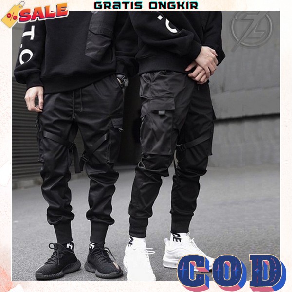 Celana Cargo Pria Kekinian Celana Panjang Pria Training Cargo Pants Cowok Jogger Pants Laki Laki Dew