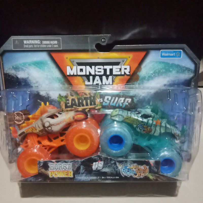 horse power vs aqua stallion monster jam earth vs surf