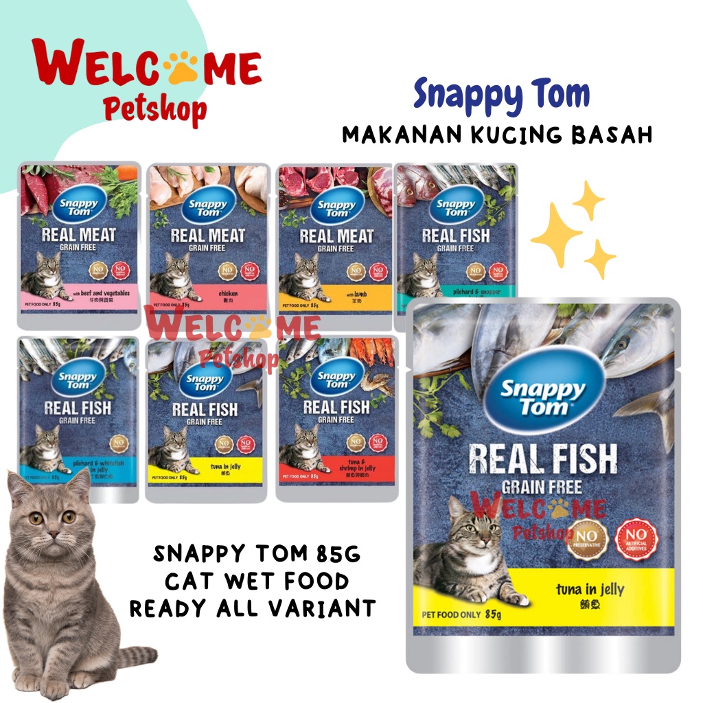 Snappy Tom 85g Pouch Makanan Kucing Basah Pakan Cat Food Enak Wangi