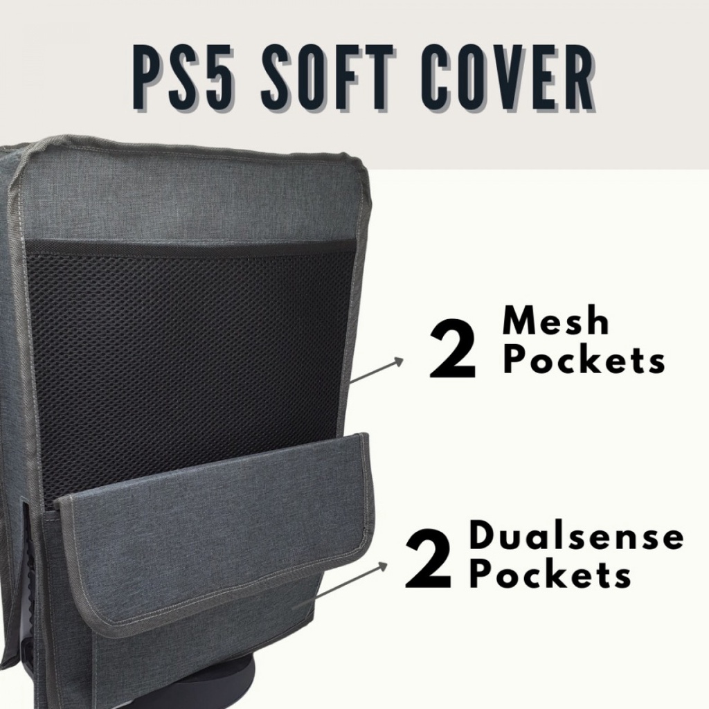 Sarung Penutup Console PS5 Disc Digital - Soft Dust Cover with Pocket