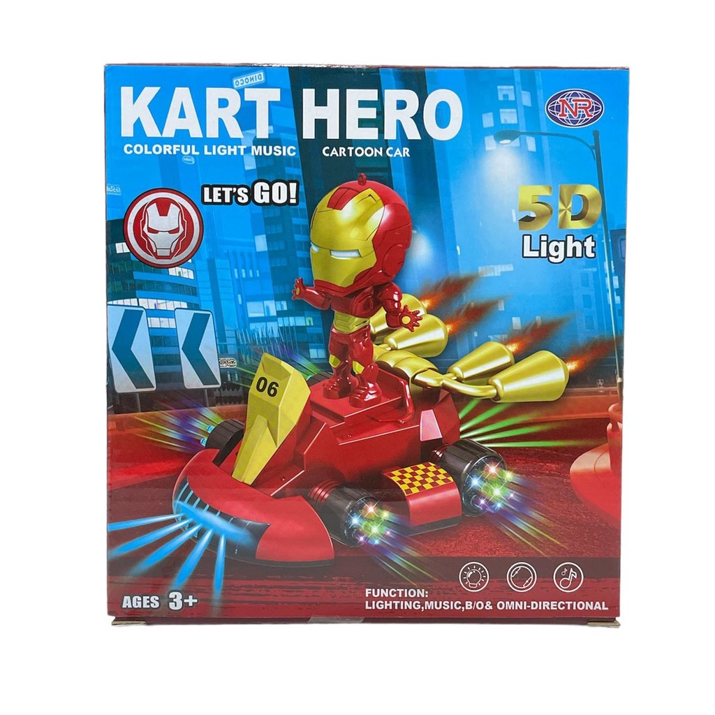 Mainan Anak KART HERO IRON MAN Colorful Light Music B/O Mainan Robot