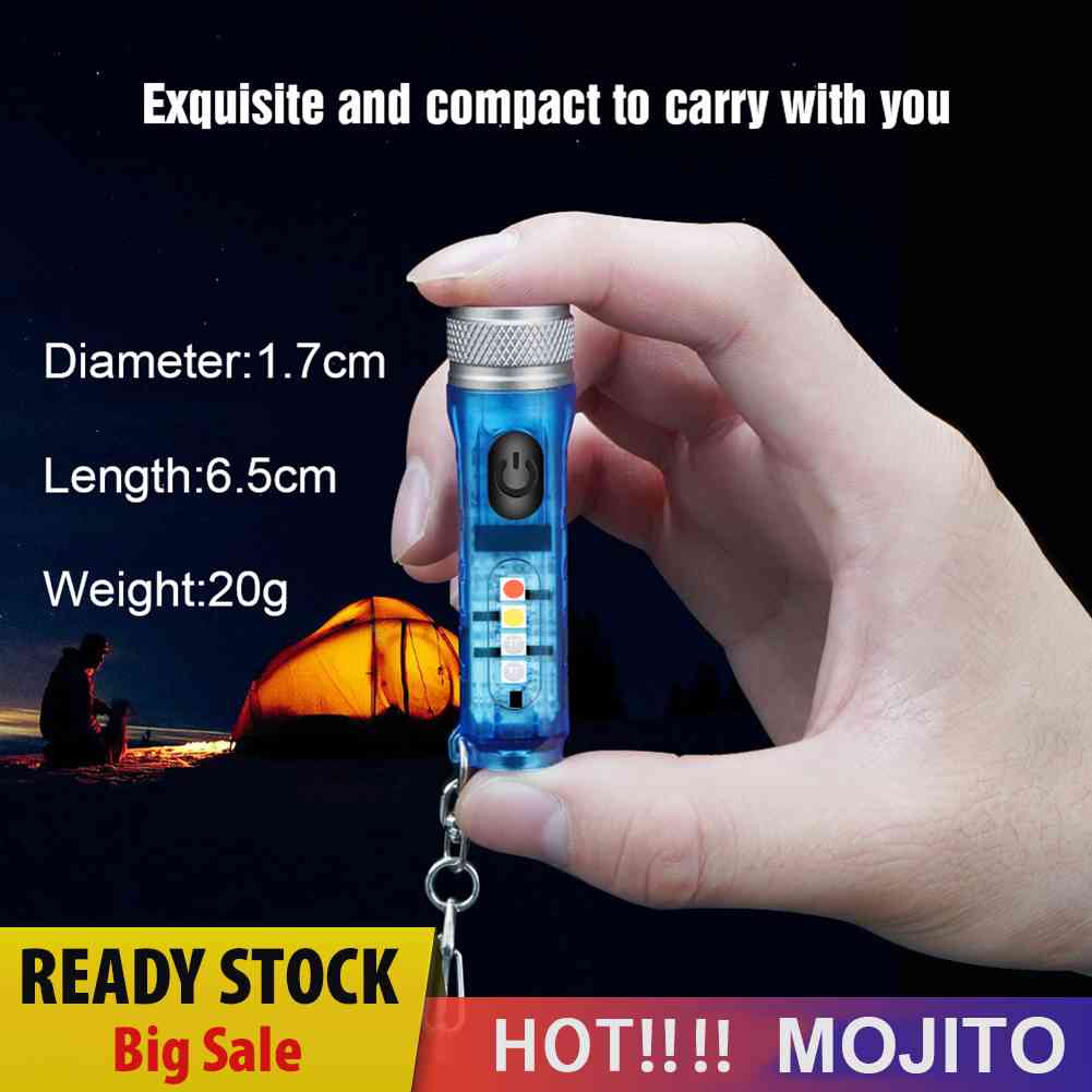 Gantungan Kunci Lampu Senter Mini EDC USB Rechargeable Dengan Gesper Untuk Darurat