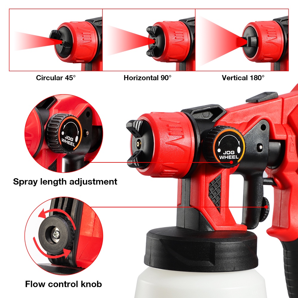 COOFARI 1.0 / 1.8 / 2.5MM Nozzle Pistol Semprot Cat 550W 220V 800ML Mobil Airbrush Pistol Semprot Daya Tinggi Penyemprot Cat Listrik Rumah Penyemprot Cat Listrik Mudah Menyemprot Bersih