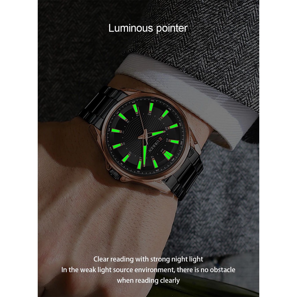 CURREN 8424 Jam Tangan Pria Analog Stainless Steel Luminous Display WATCHKITE WKOS