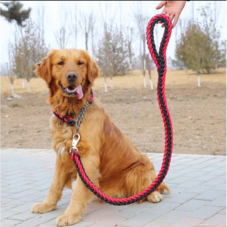 Pet Dog Collar Leash Nylon Kepang Tali Tuntun Anjing Nilon Harness Tebal Kuat / Tali Tuntun Anjing