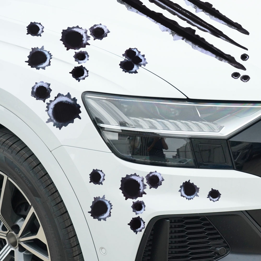 1 Pc Sticker Decal Dekorasi Motor DIY Anti Air Motif Lubang Peluru 3D