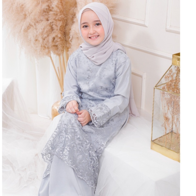 (Dijamin RealPict) GAMIS MITHA ANAK MAXI TANGGUNG 9-12th DRESS MUSLIM REMAJA BRUKAT TILE BORDIR LEBARAN IDUL FITRI PRAMITHA ANAK BROKAT