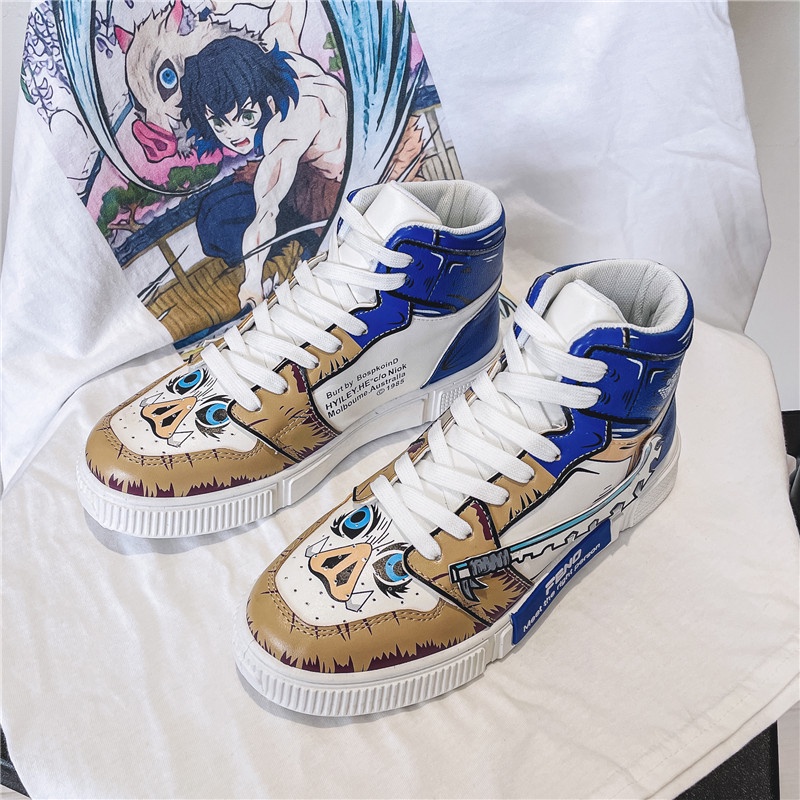 Premium Anime Demon Slayer Sepatu Pria Sneaker Tinggi Hashibira Inosuke Kimetsu No Yaiba Kets Sport Boots Sekolah Lentur 211