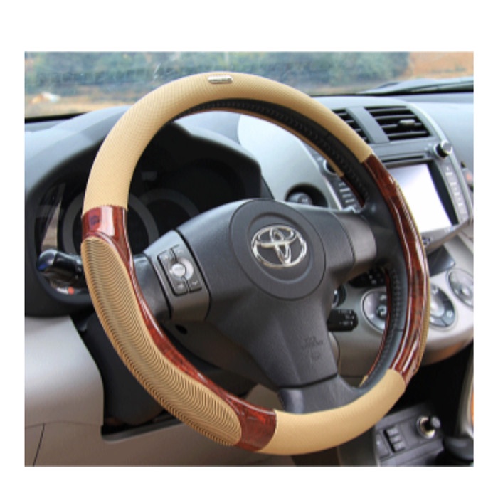 Cover Stir mobil sarung Setir kulit carbon kayu hitam livina innova