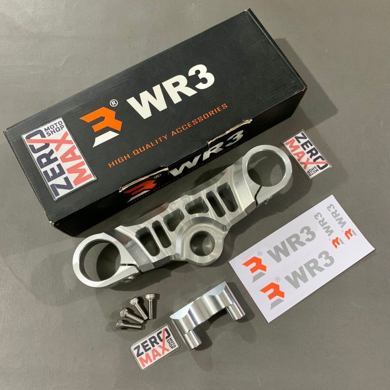 Triple Clamp Tripleclamp Segitiga Stang WR3 Kawasaki New Ninja 250FI 250 FI 2018 2019 UP Silver Orig