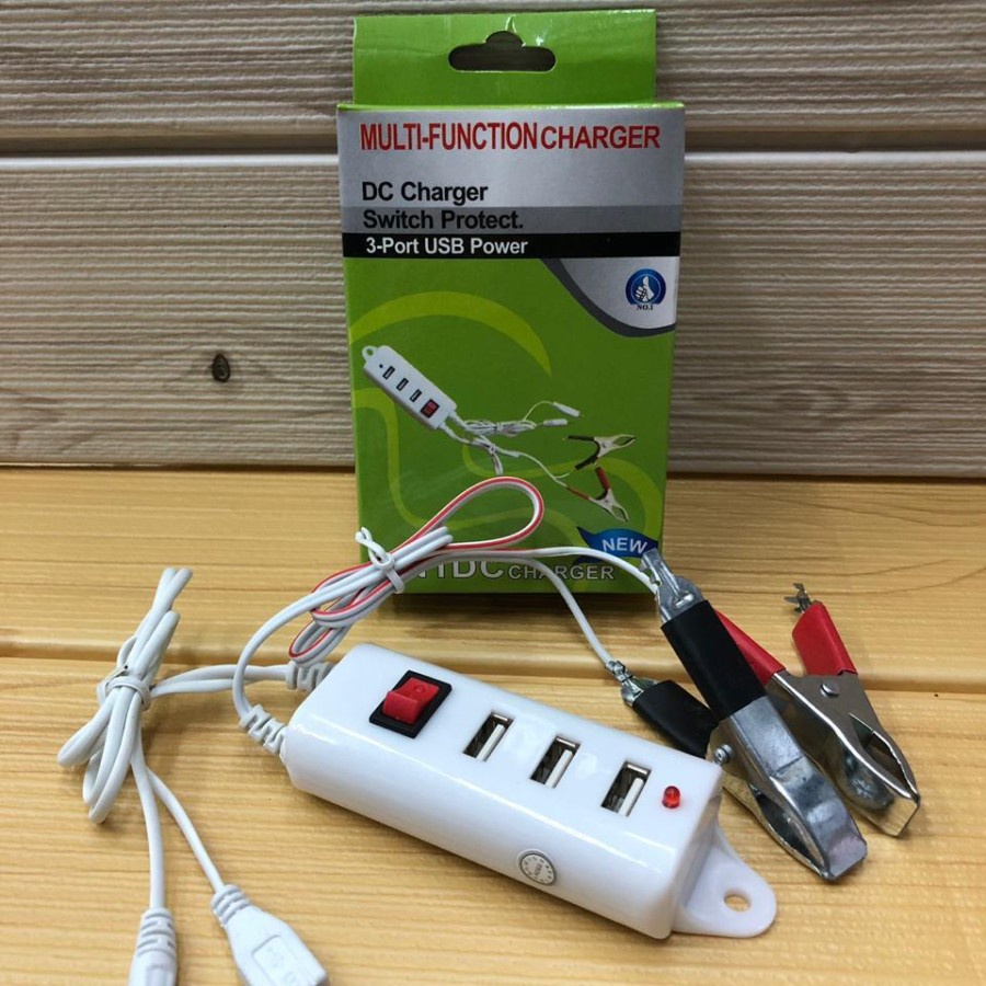 CHARGER AKI MOTOR 2 IN 1 3 USB CHARGER MOTOR