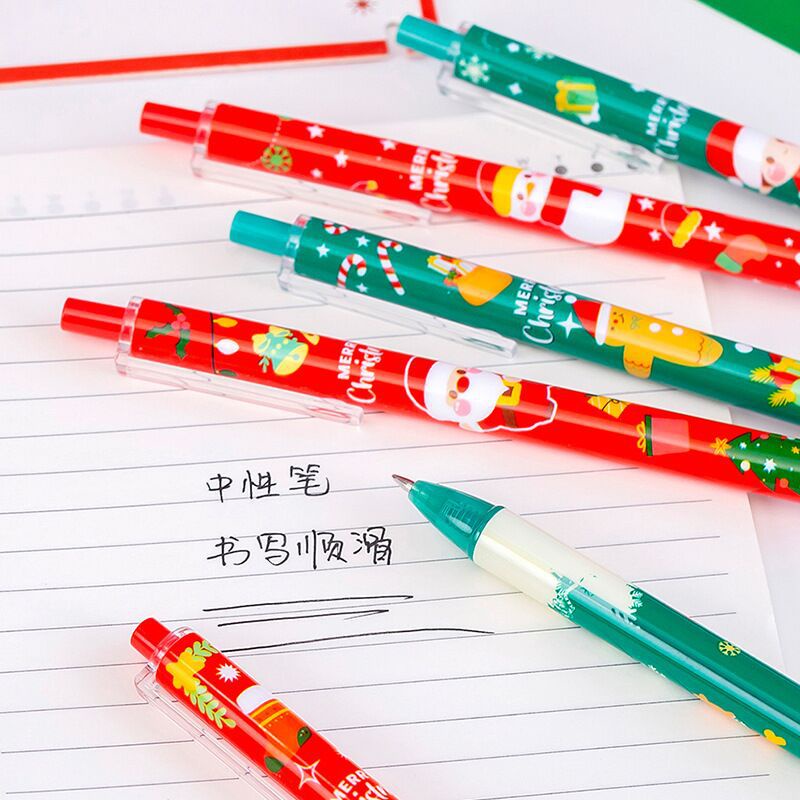 1pc Pulpen Tinta Hitam Retractable Motif Kartun Snowman / Rusa / Santa Clause Untuk Sekolah / Kantor