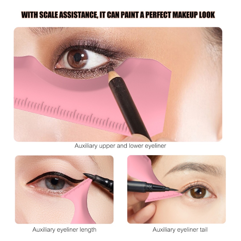 1 Pc Penggaris Pengukur Posisi Alis Eyeliner Multifungsi Bahan Silikon Untuk Alat Makeup