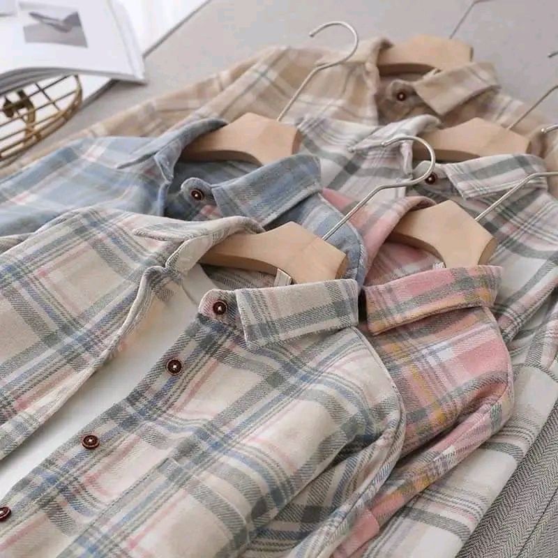 atasan kemeja wanita flannel kemeja kotak kotak wanita