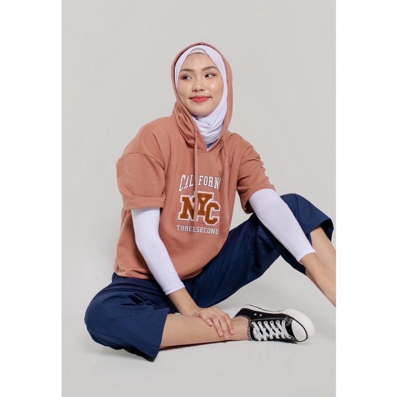[100% ORIGINAL] HOODIE LENGAN PENDEK CEWEK BRAND 3SECOND | KAOS 3SECOND CEWEK