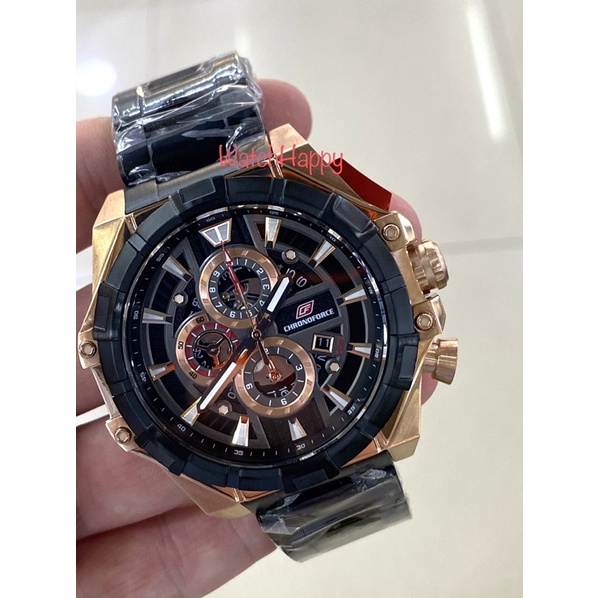 WatchHappy Chronoforce 5342 CF5342 CF 5342 Men Watch Black Rose Gold Sport Chrono Stainless ORIGINAL
