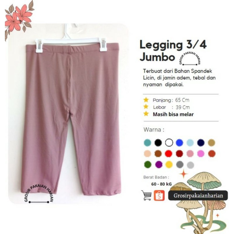 Legging Pendek Dewasa 3/4 Jumbo