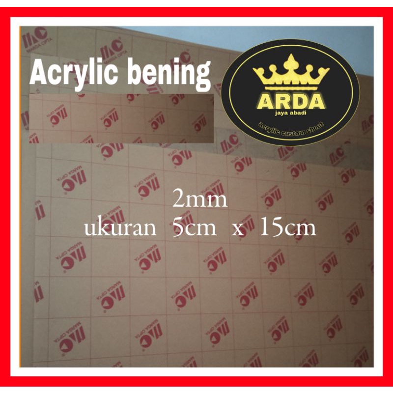 akrilik 2mm bening ukuran 5 x 15 cm