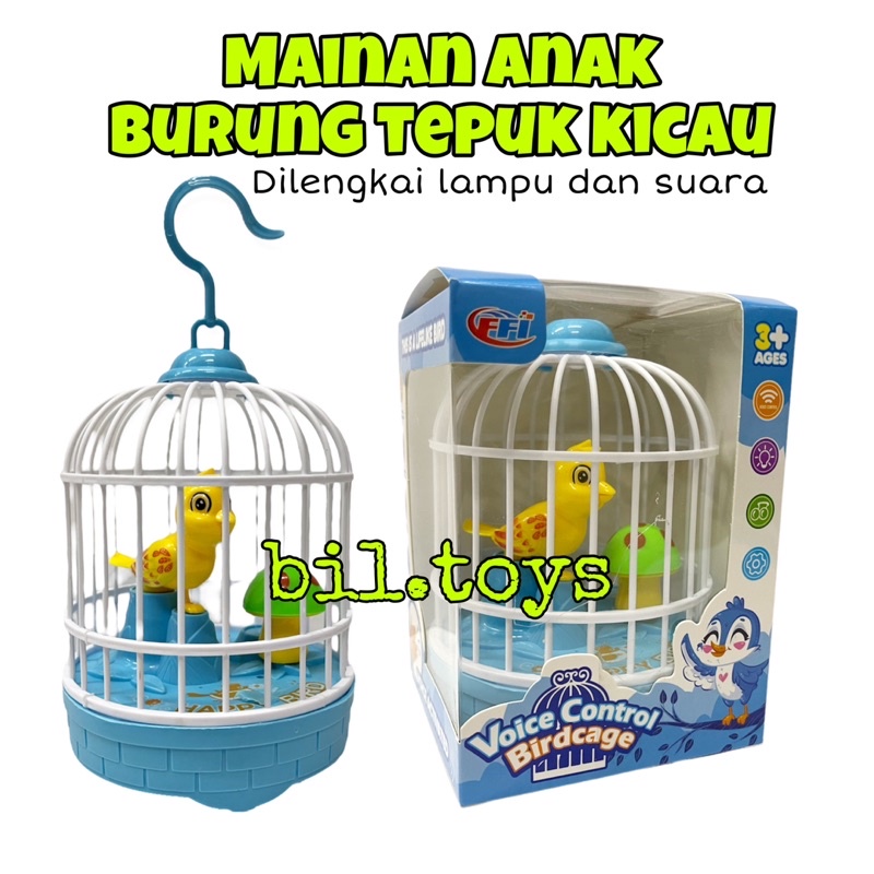 MAINAN ANAK LAKI LAKI PEREMPUAN BURUNG SANGKAR TEPUK BERKICAU VOICE CONTROL BIRDCAGE FU 1138 MAINAN BURUNG SANGKAR ANAK